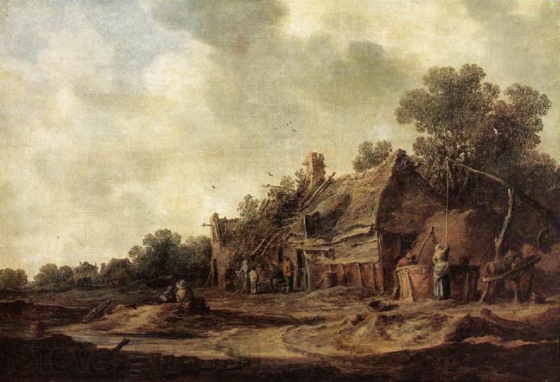 GOYEN, Jan van Peasant Huts with a Sweep Well sdg Norge oil painting art